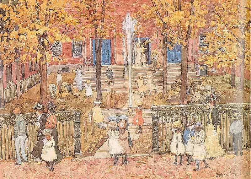 Maurice Prendergast West Church Boston Norge oil painting art